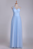 2024 One Shoulder A Line Bridesmaid Dresses Ruched Bodice PQE3FPPH