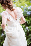 2024 V Neck Wedding Dresses A Line Lace With Sash And Beads PFJJMPNY