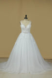 2024 Gorgeous Sleeveless Scoop Wedding Dresses Tulle With Applique P5SJHTZT
