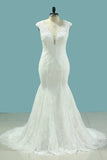 2024 V Neck Mermaid Wedding Dresses Lace With Applique PHLF6RNM