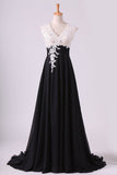 2024 Exceptional Two-Tone V-Neck Prom Dresses A-Line With Ruffles & PKKKYR3N