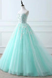 Sweetheart Puffy Tulle Prom Dress With Lace Appliques Long Graduation STKPKFJ5ZSA