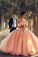 Blush Pink Tulle Ball Gown Sweetheart Bridal Gowns With Rhinestones Quinceanera Dresses