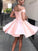 Cute A Line Off the Shoulder Open Back Sweetheart Pink Satin Short Homecoming Dresses