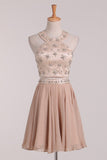 2024 Two-Piece Scoop Homecoming Dresses A Line Chiffon PM7GN6RY