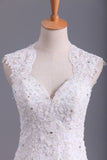2024 Hot Mermaid/Trumpet Wedding Dresses With Applique & Beads Open PT3MPAKP