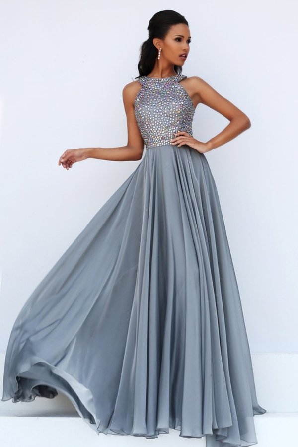 2024 Scoop Prom Dresses Chiffon With Beading A Line PQBB7282