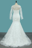 2024 Tulle Long Sleeves Mermaid Wedding Dresses With Applique P4KD7MM9