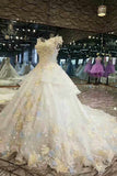 2024 Floral Wedding Dresses A Line With Handmade Flowers P1B7JX89