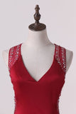 2024 Spandex V Neck With Beading Prom PEM7AGS7