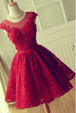 2024 Open Back Scoop Homecoming Dresses Lace With Applique And P381YGQR