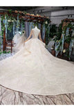 Ball Gown Wedding Dresses Scoop Long Sleeves Top Quality Appliques P7PXRP4E