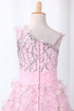 2024 Shiny Flower Girl Dresses Ball Gown Straps With Handmade PXJ2CBGZ