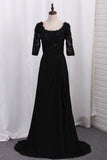 2024 A-Line Mother Of The Bride Dresses Square Half Sleeves Chiffon PHL64D77