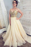 Princess Tulle Champagne Spaghetti Straps Sweetheart Prom Dress, Cheap Formal Dresses STK15310