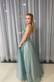 A-Line Spagahetti Straps Sweetheart Beades Long Prom Dresses Evening STKPQTT3PE6