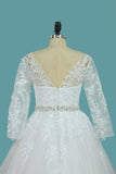2024 Bateau Wedding Dresses Tulle A Line With Applique And Beads PD493Q9D