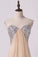 2024 Sweetheart A Line Prom Dresses Chiffon With Slit&Beads P1KGSEYT