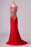 2024 Red Prom Dresses Scoop Mermaid Sweep Spandex With PBFD7R7E