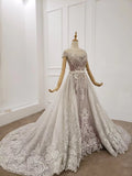 Princess Ball Gown Round Neck Beads Appliques Quinceanera Dresses, Formal STK20483