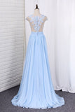 2024 Scoop Prom Dresses A Line Chiffon With P6XN764Q