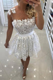 2024 Lace Homecoming Dresses A Line Scoop With Applique PAPTT7PC