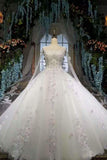 2024 Cheap Floor Length Wedding Dresses Lace Up Scoop With Appliques PQC1SGS2