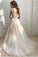 Ivory Elegant Sheer Neck Cap Sleeves Tulle Beach Wedding Dress With STKPGYBB4G9