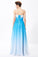 Ombre Spaghetti Straps A-Line Chiffon Blue Lace up Sweetheart White Prom Dresses