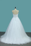 2024 Sweetheart A Line Tulle Wedding Dresses P2L2D251