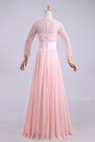 2024 Bridesmaid Dresses A-Line Scoop Lace And Chiffon P746HMML