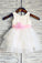 Ball Gown Scoop Neck Tulle Ivory Elastic Woven Satin Short Mini Tiered Flower Girl Dresses