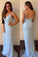 Cheap Floor-Length Sleeveless V-Neck Mermaid Backless Spaghetti Strap Prom Dresses
