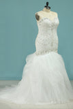 2024 Mermaid Beaded Bodice Wedding Dresses Sweetheart Tulle P1MTLMZJ