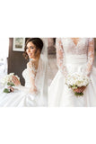 2024 Scoop Long Sleeves Lace With Slit Wedding Dresses P3KMRKC8