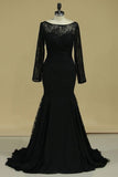 2024 Black Sexy Open Back Long Sleeves Mother Of The Bride Dresses Mermaid Chiffon & PNCMLD5L