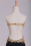 2024 Sweetheart Prom Dresses A Line Chiffon With Gold Applique PDQN7TR9