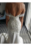 Off Shoulder Lace Appliques Mermaid Wedding Dress With STKPARQXA2C