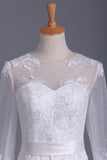 2024 Scoop 3/4 Length Sleeve Mermaid Wedding Dress Tulle With Sash PEMET5DP