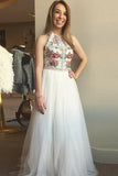 Beautiful 2 Pieces Elegant Ivory Embroidery Prom Dresses PRP7NQBB