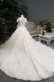 2024 Luxurious Wedding Dresses Tulle Lace Up With Beads Sequins Appliques PHE1RXDD