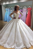 2024 Scoop Long Sleeves Ball Gown Wedding Dresses Tulle With P3E7PA2C