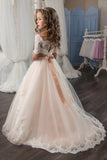 2024 Tulle Bateau Flower Girl Dresses Short Sleeves With P9ERL4DC