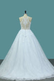 2024 Tulle & Lace Wedding Dresses Scoop A Line With PLEKTNCM
