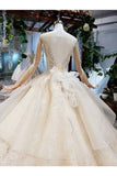 Ball Gown Wedding Dresses Scoop Long Sleeves Top Quality Appliques PM82ZNFH