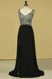 2024 Black Prom Dresses Off The Shoulder See-Through Beaded Bodice PMMSK58J