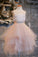 Blush Pink Flower Girl Dresses Cap Sleeve Asymmetric Tulle Lace Top Cute Dress for Kids