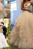 2024 Floral Spaghetti Straps Wedding Dresses With Handmade Flowers Zipper P7Y8K18H