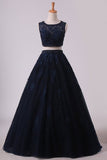 2024 Two-Piece Scoop Floor Length Tulle Quinceanera Dresses With Beads PPPCPE77