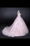 Ball Gown Strapless Sweetheart Wedding Dresses With Lace Applique Tulle PJYPFNA5